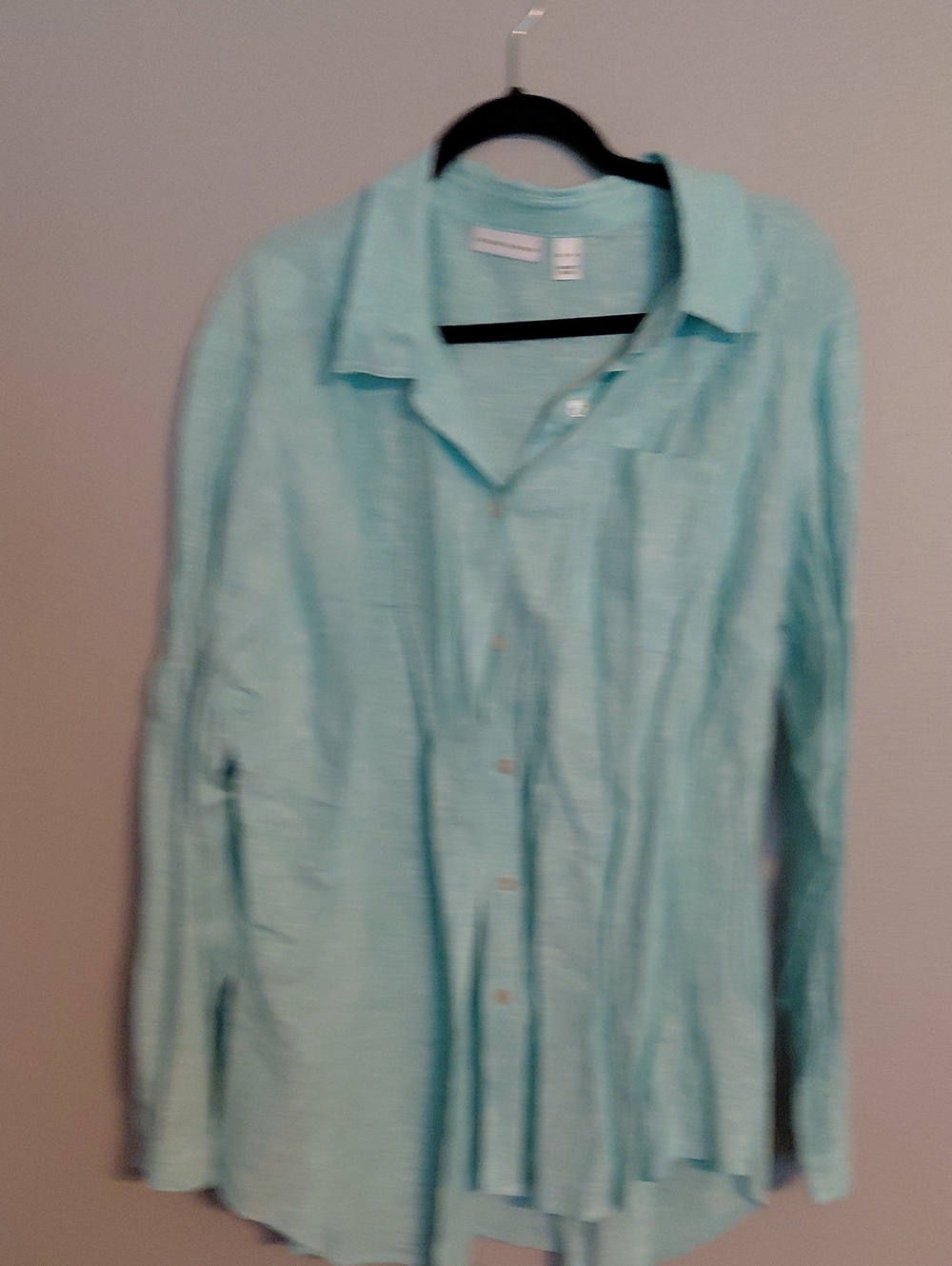 Susan Graver Mint Green Casual Button-Down Shirt